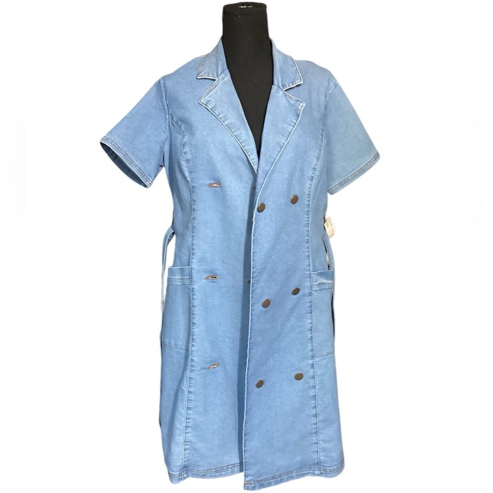 Nanette Lepore Light Blue Denim Midi Shirt Dress